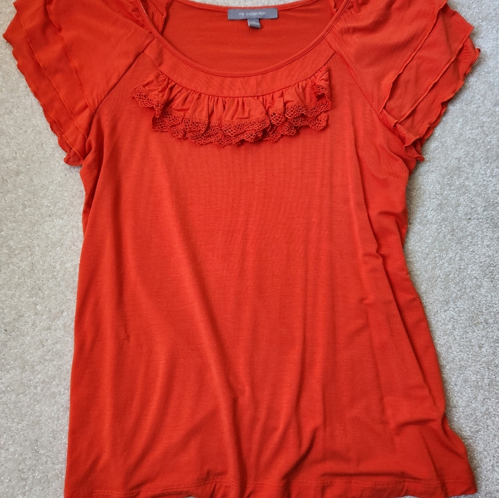 NY Collection orange short sleeve top, Small